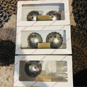 Vintage Ornaments Blown Glass Hand Painted Made in Poland set of 5 Mid Century